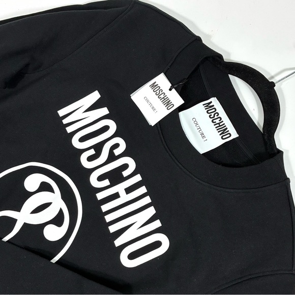 Moschino Couture Logo Double Question Mark Crewneck Sweatshirt Black US 8 NWT - Picture 12 of 17